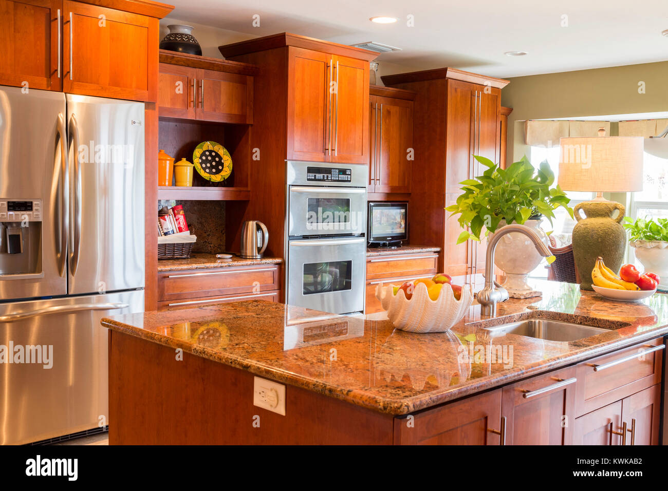 Showcase luxury modern residential kitchen, USA Stock Photo Alamy