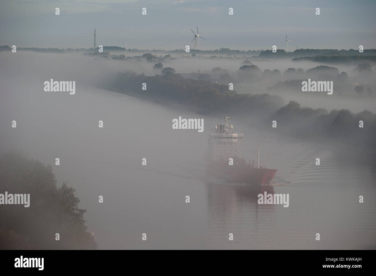 Germany , ship in Kiel canal going from North sea to Baltic Sea Stock Photo