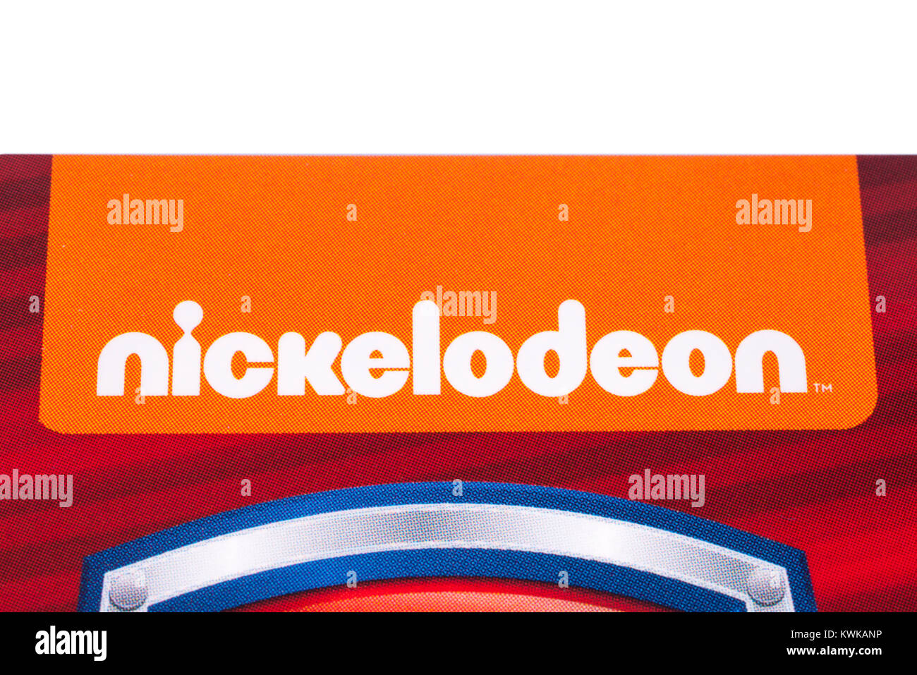 LONDON, UK - DECEMBER 18TH 2017: Close-up of the Nickelodeon logo, on 18th December 2017.  Nickelodeon is an American cable and satellite television n Stock Photo