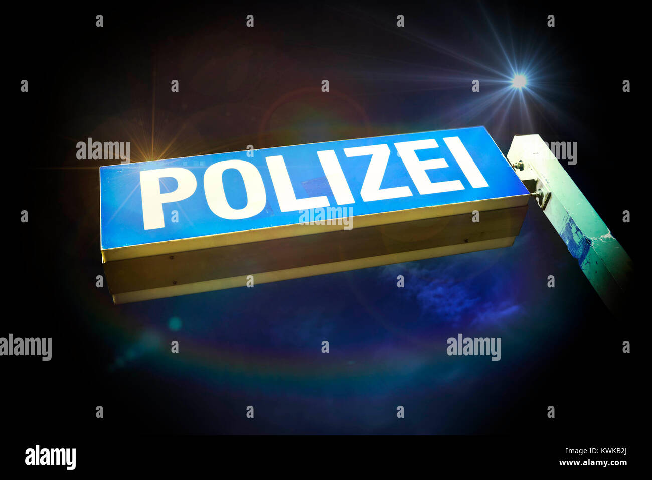 Sign Police, Schild Polizei Stock Photo