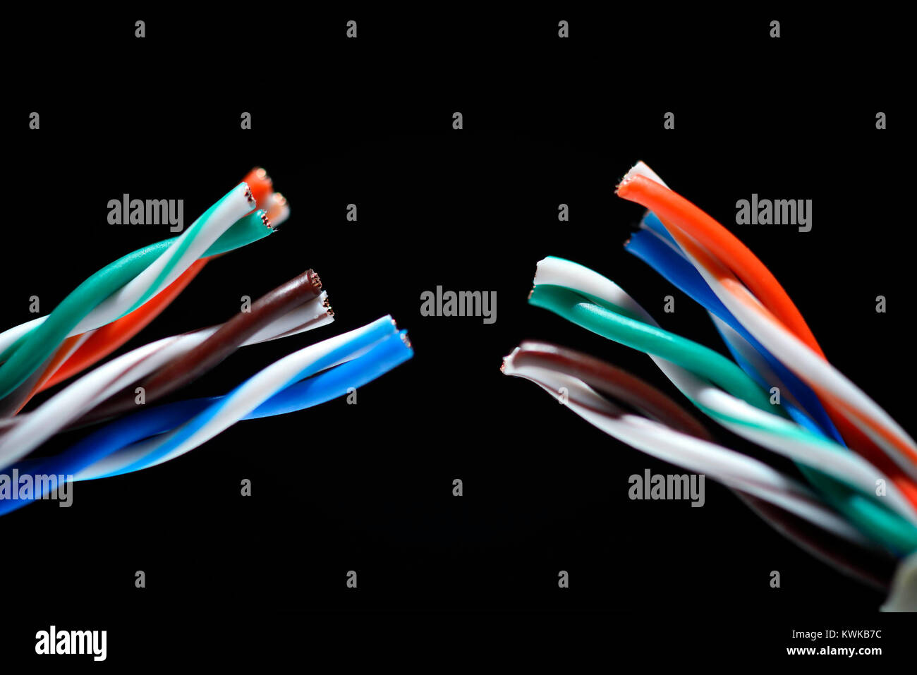 Cut data cable, Durchgeschnittenes Datenkabel Stock Photo