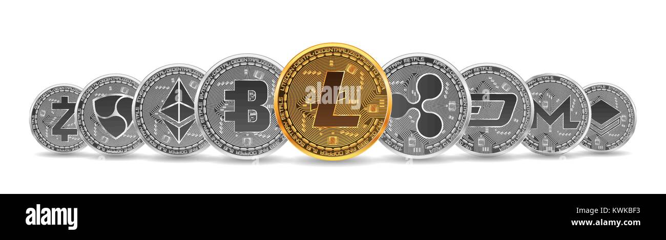Set of gold and silver crypto currencies Stock Vector Image & Art - Alamy