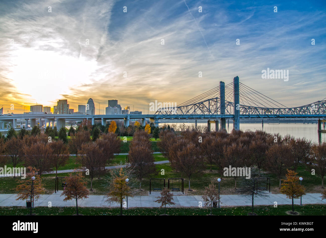 Louisville Skyline Sunset Stock Photo