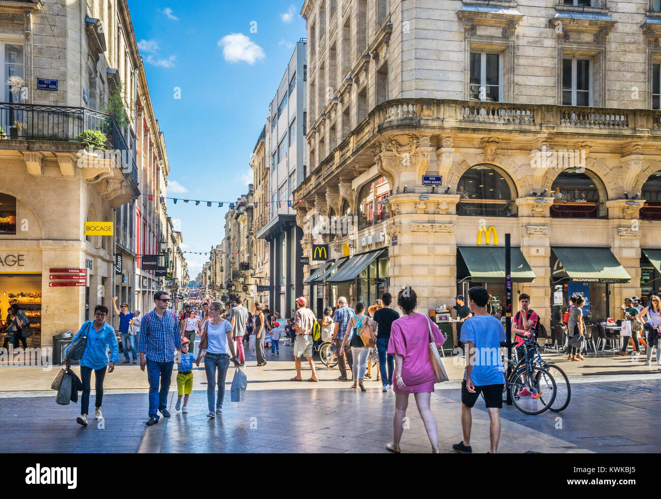 France, Gironde department, Bordeaux, Rue Sainte-Catherine and Rue Porte-Dijeaux, popular pedestrian shopping streets Stock Photo