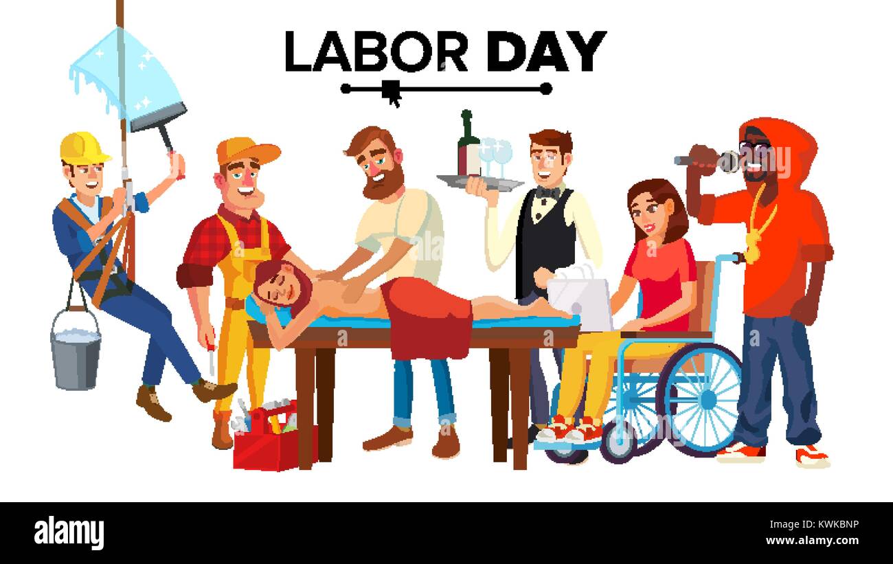 Labor Day Vector. People Occupation Difference. Modern Jobs. Isolated