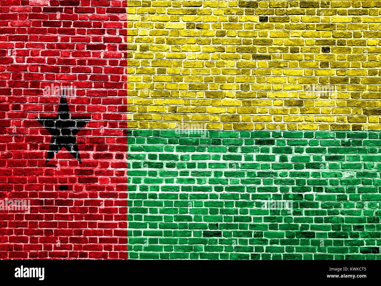 Flag of Guineau Bissau painted on brick wall, background texture Stock ...