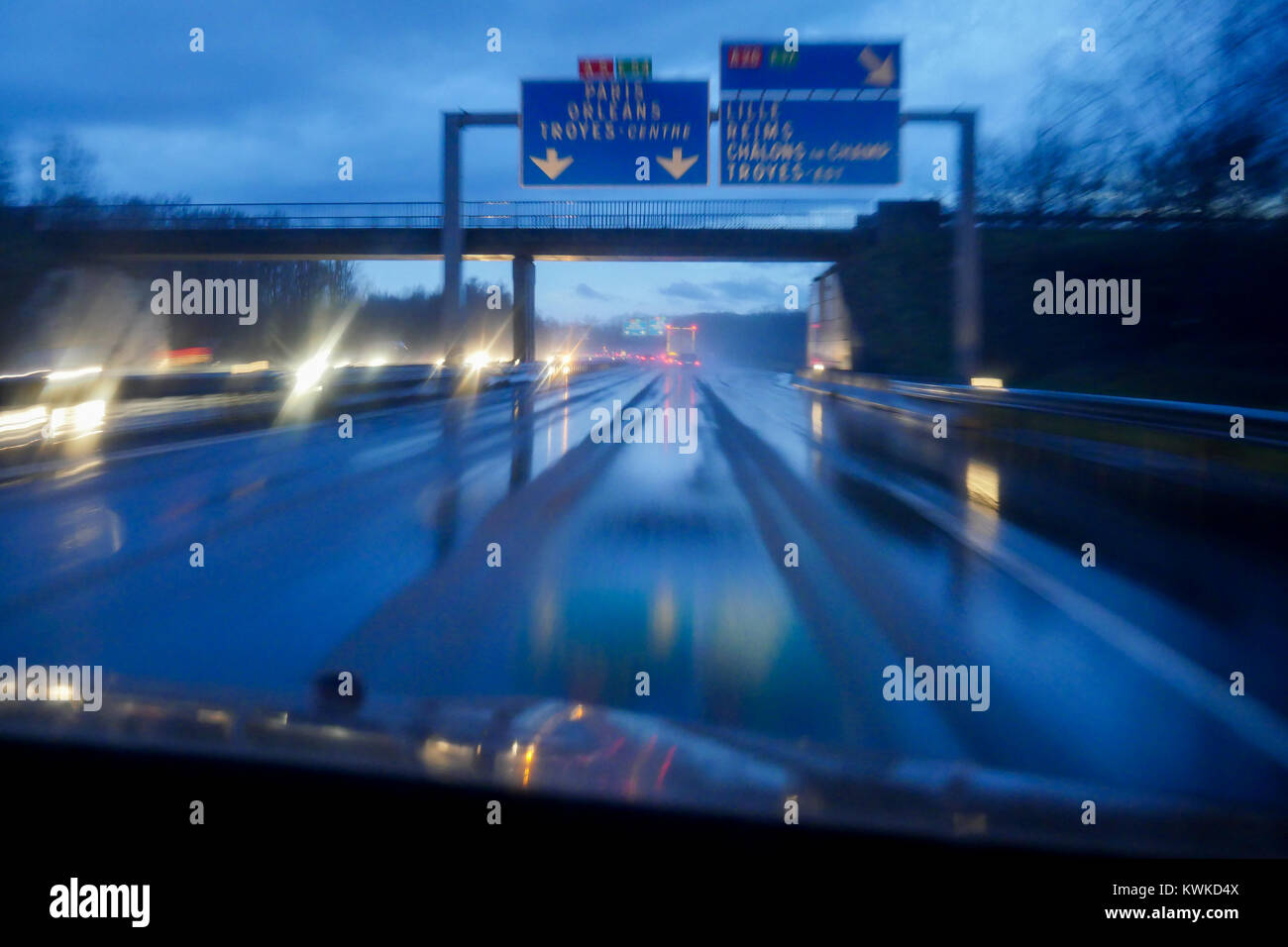 Driving on A19 Highway, France Stock Photo Alamy