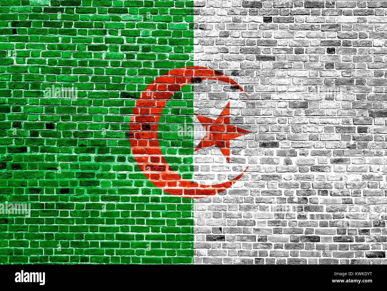 Flag of Algeria painted on brick wall, background texture Stock Photo ...