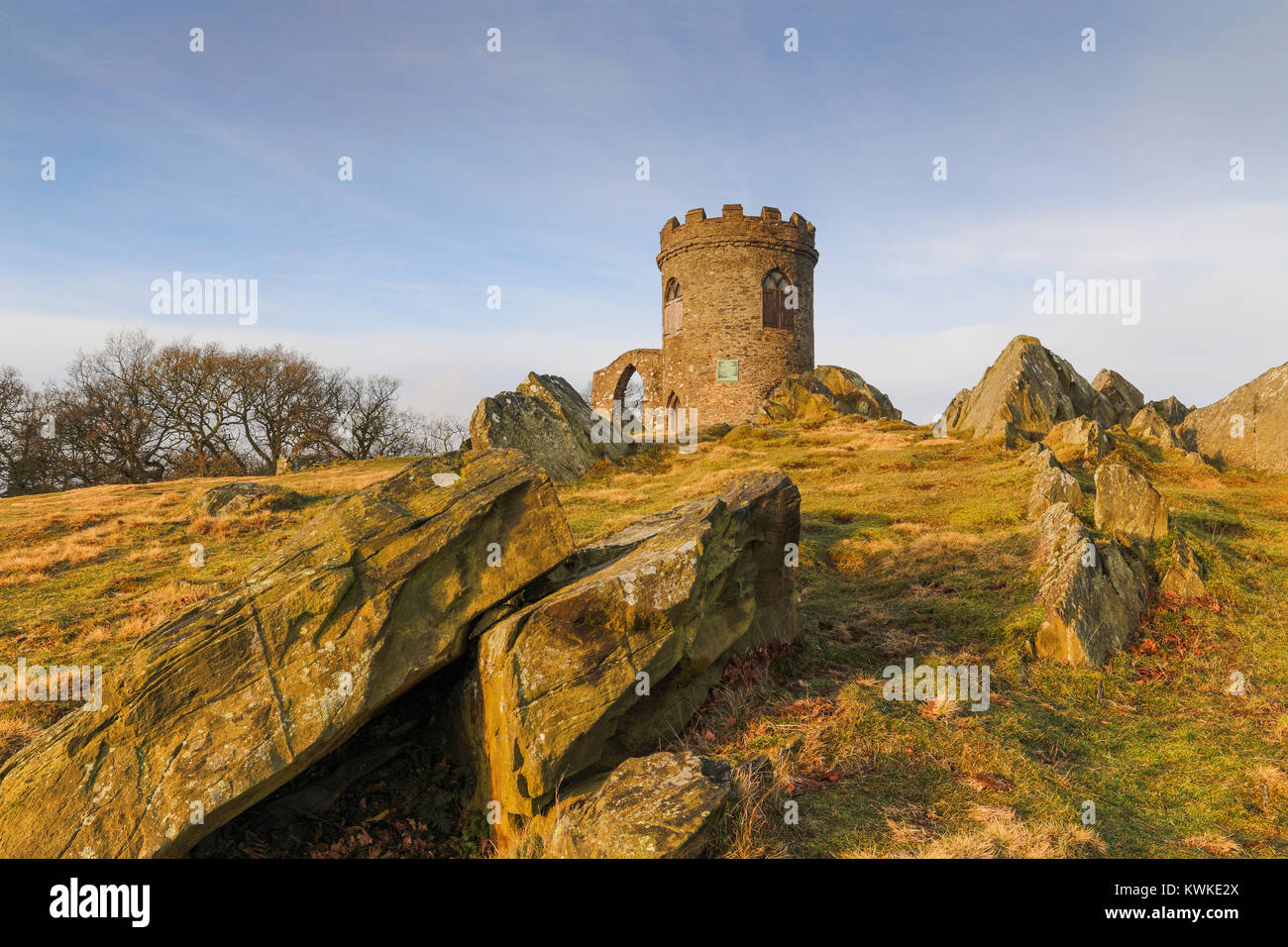 Old John in the early morning sun in Bradgate Park,Leicestershire, England. Stock Photo