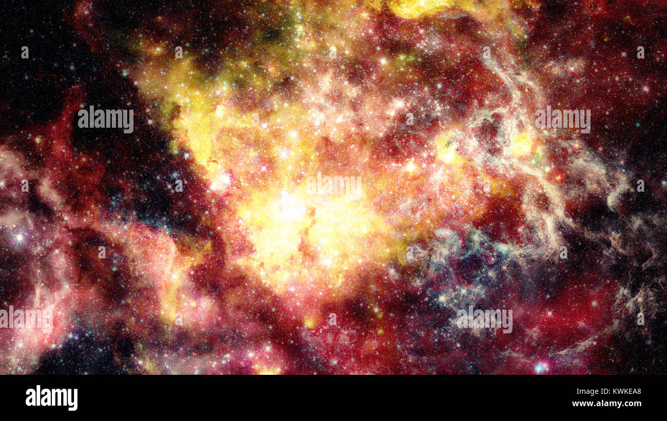 Fiery explosion in space. Abstract illustration of universe. Elements