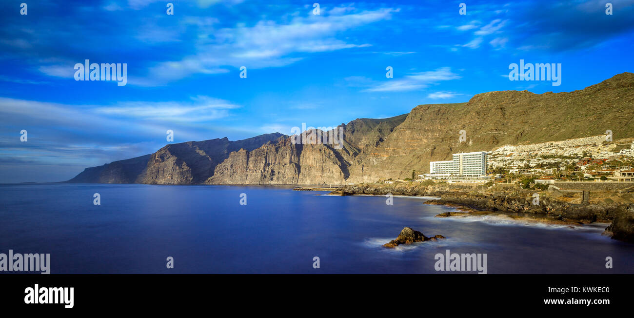 Acantilados de Los Gigantes ('Cliffs of the Giants') are vertical cliffs along the western coast of Tenerife. They are vertical walls reaching heights Stock Photo