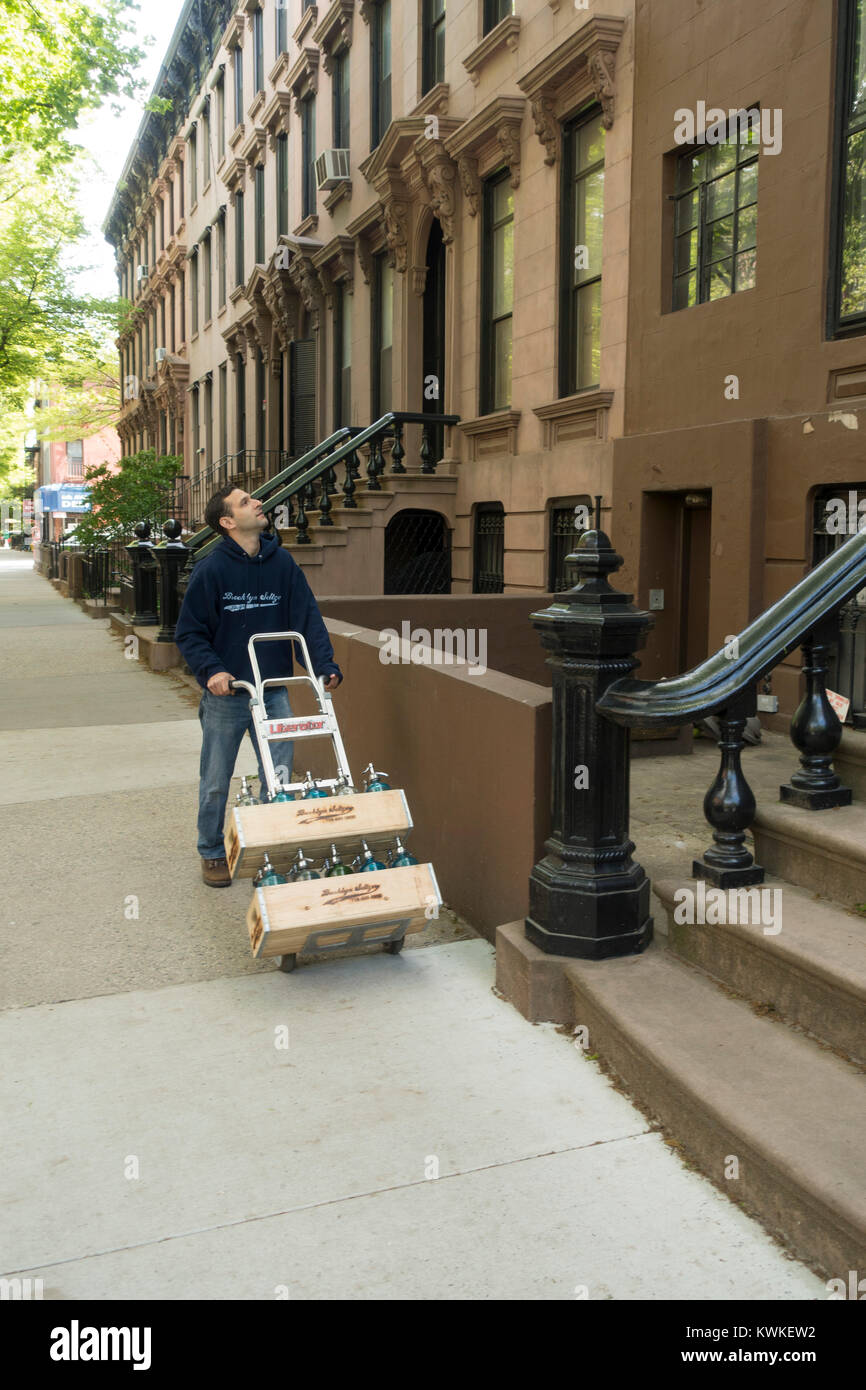 Seltzer delivery man Park Slope Brooklyn NY Stock Photo Alamy