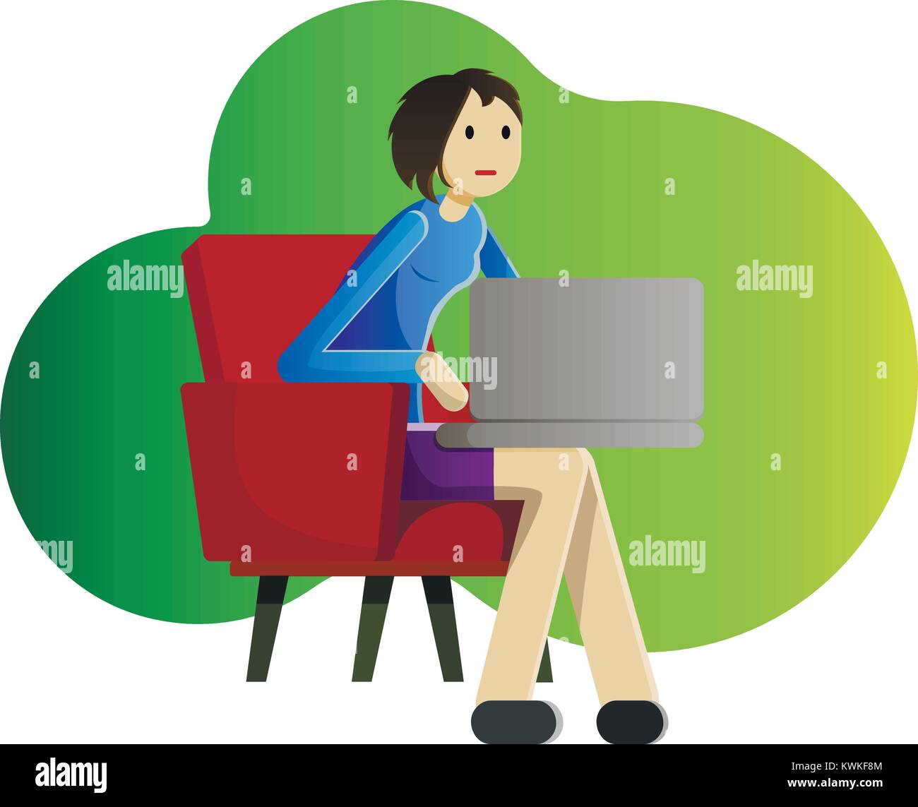 Young man online chatting. Cartoon young man sitting at a table and chatting  online with friends using laptop Stock Vector Image & Art - Alamy