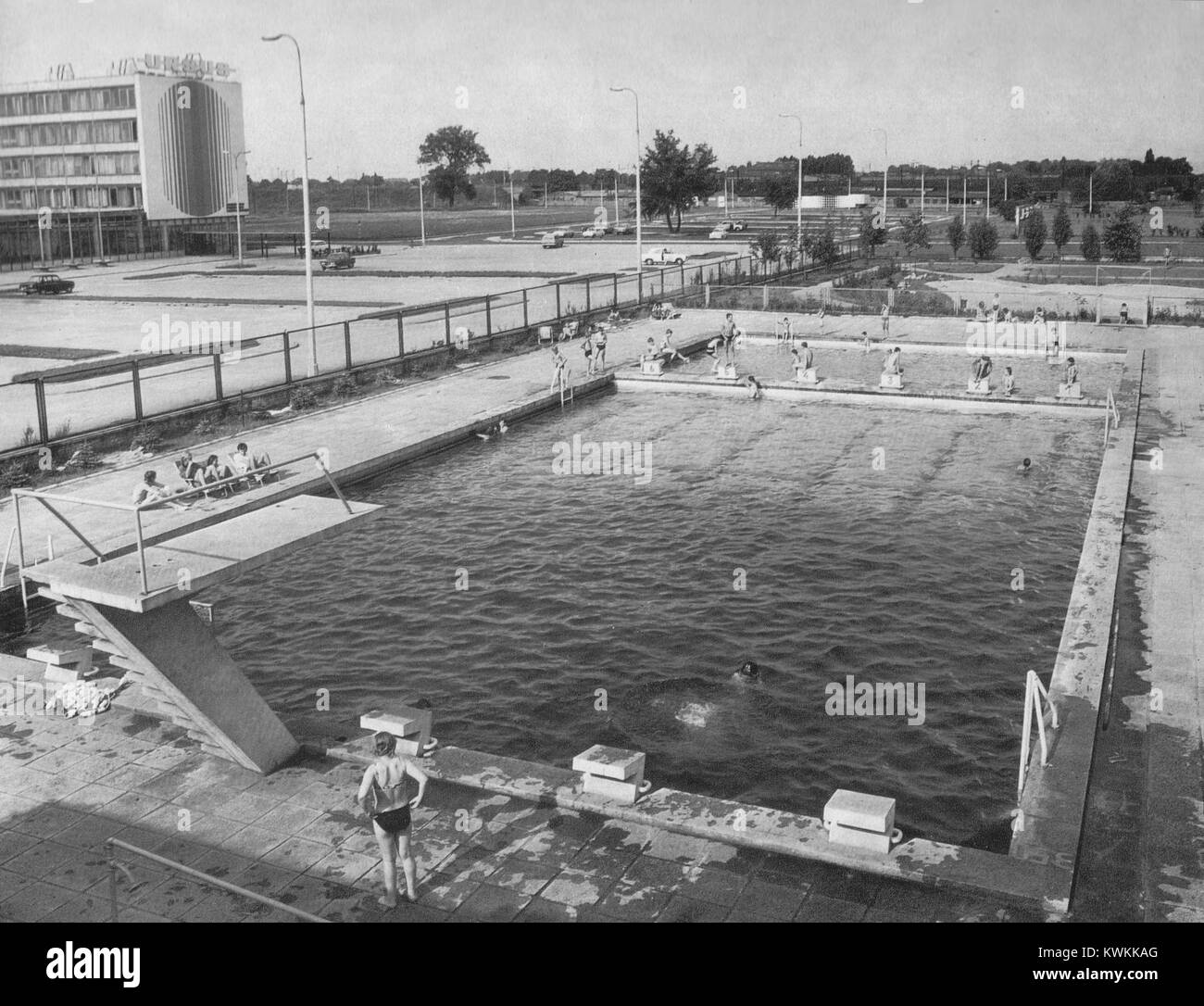 Zespół basenów kąpielowych w Ursusie lata 70 Stock Photo