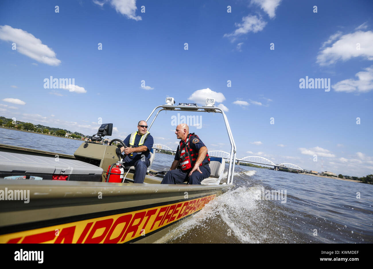 Davenport, Iowa, USA. 15th Sep, 2016. Engineer Doug Ripperger drives ...