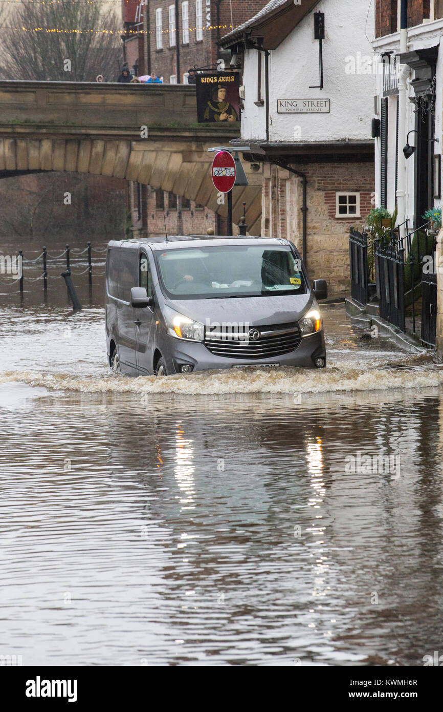 York, 4 January 2018. Recent heavy rainfall caused the River Ouse to ...