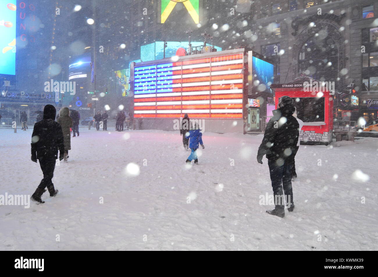 New York, NY, USA January 4, 2018 A major storm hits the New York City ...