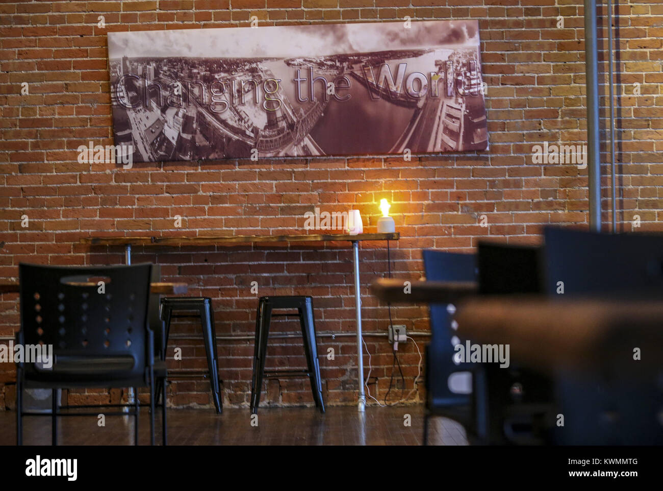 Davenport, Iowa, USA. 13th July, 2017. The seating and decor of