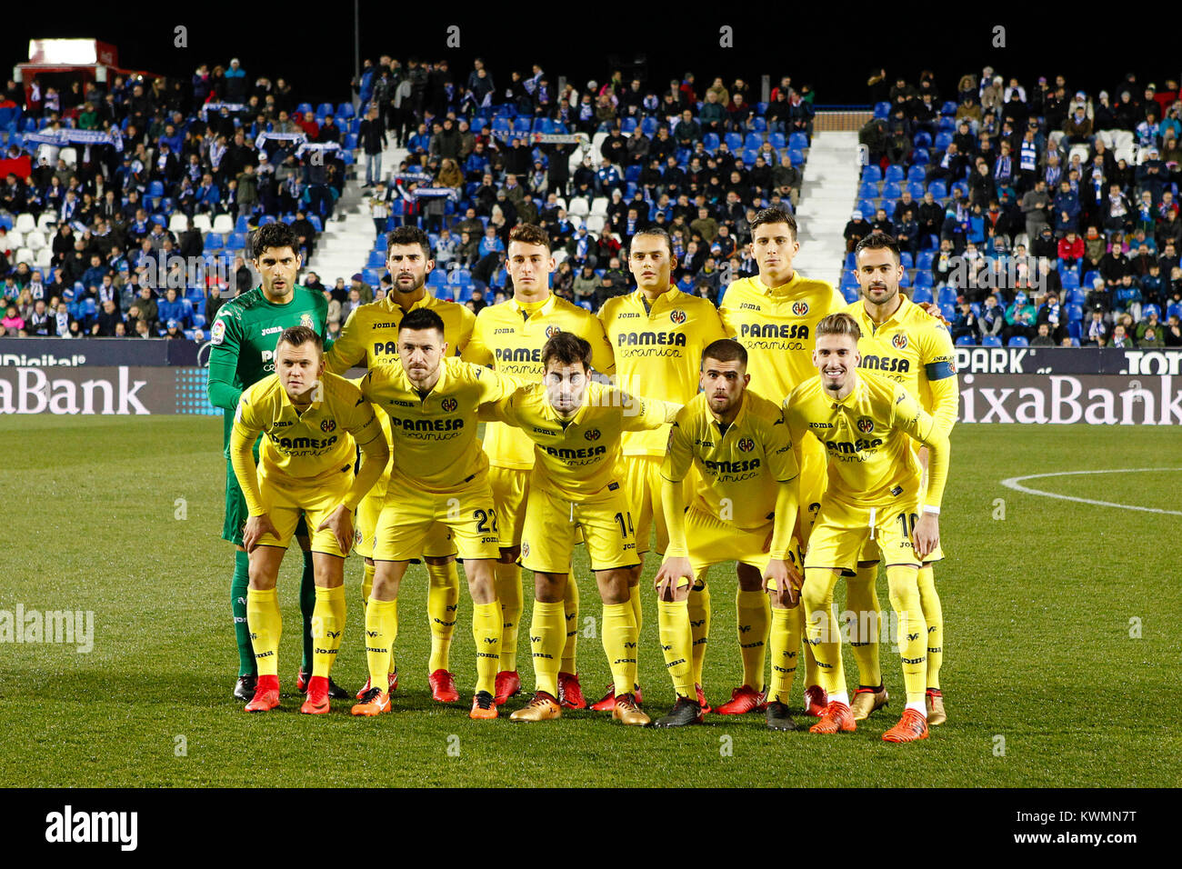 Team Group Liune-up in action during  Copa del Rey match between Leganes FC vs Villerreal CF at the Municipal de Butarque stadium in Madrid, Spain, January 4, 2018 . Stock Photo