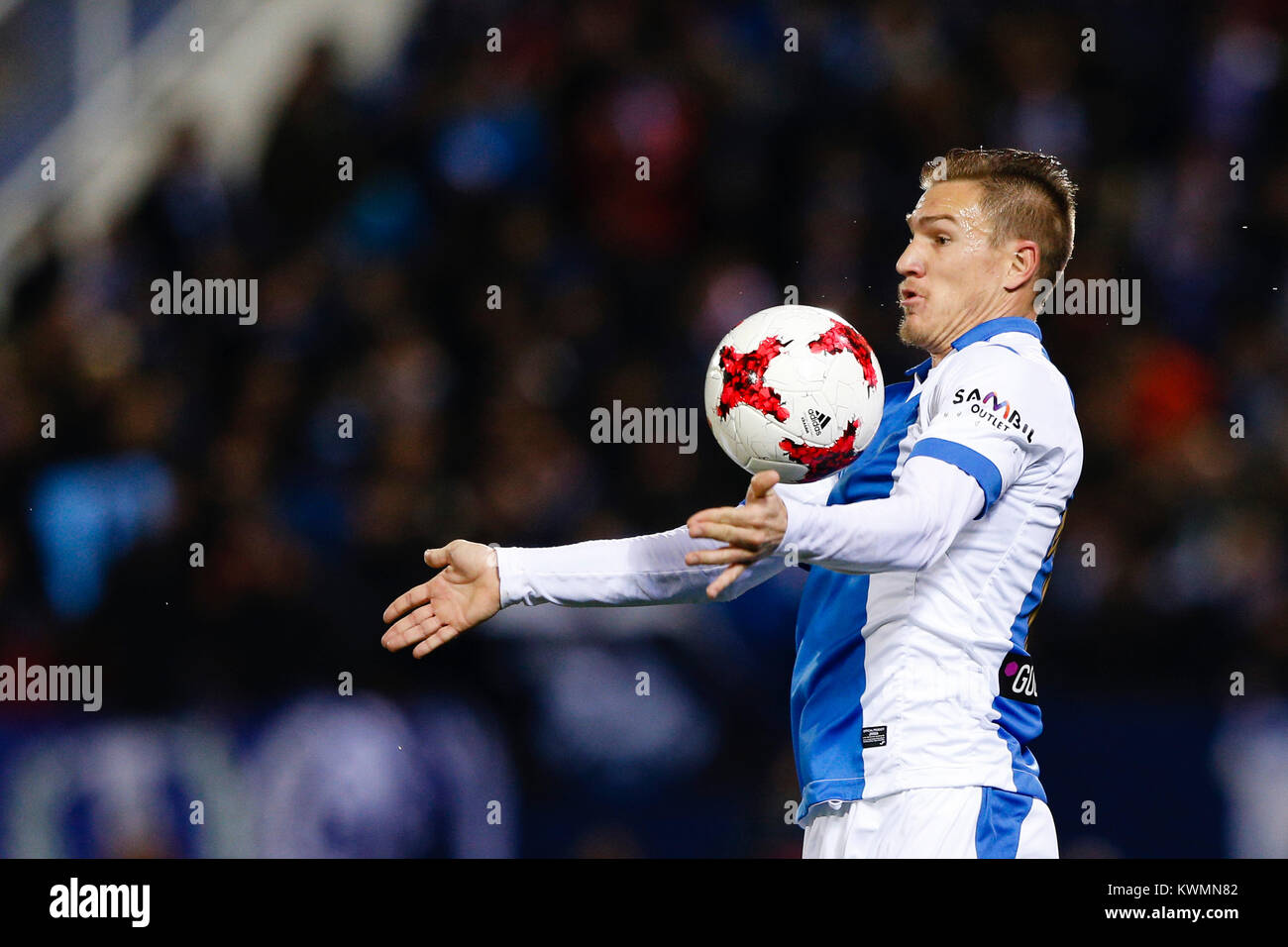 Raul Garcia (Leganes FC). in action during  Copa del Rey match between Leganes FC vs Villerreal CF at the Municipal de Butarque stadium in Madrid, Spain, January 4, 2018 . Stock Photo