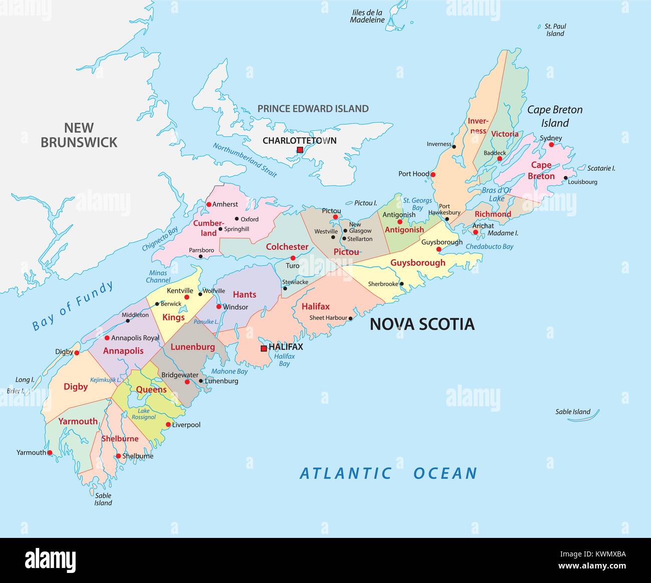 Nova Scotia Map Satellite Image Roads Lakes Rivers 56 OFF