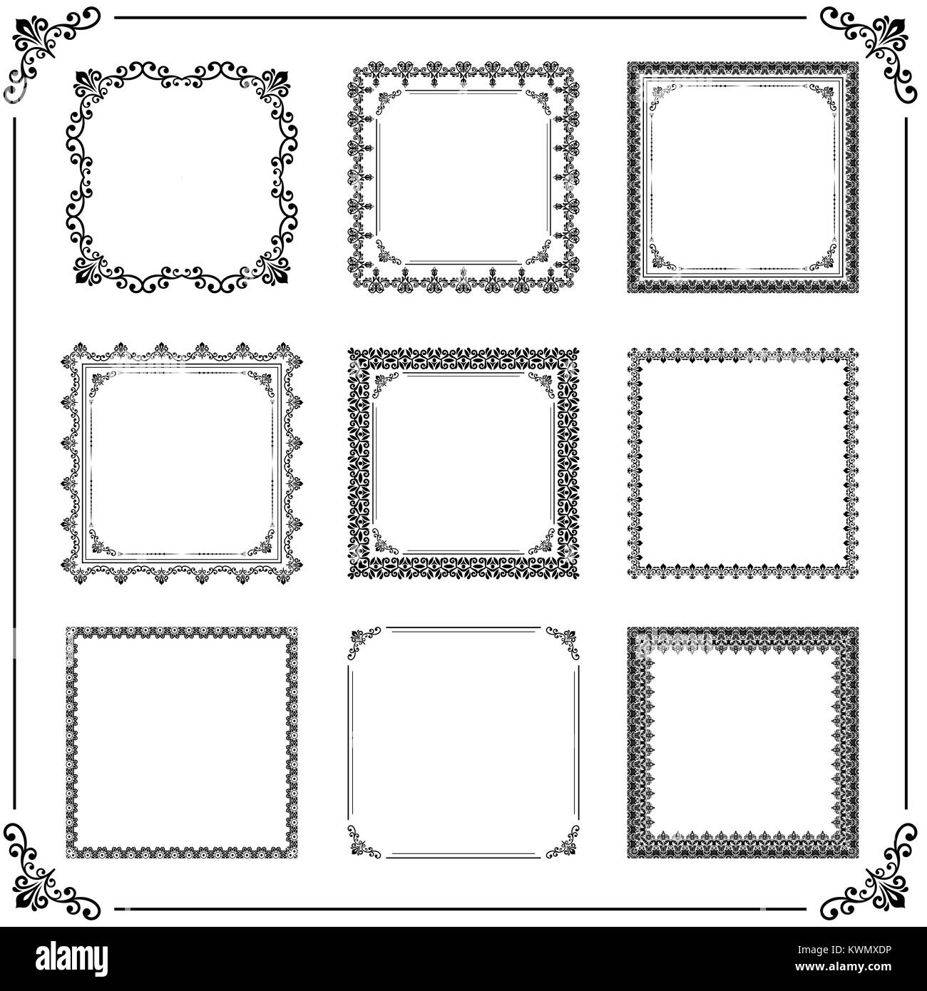 Vintage Set of Vector Square Elements Stock Vector Image & Art - Alamy