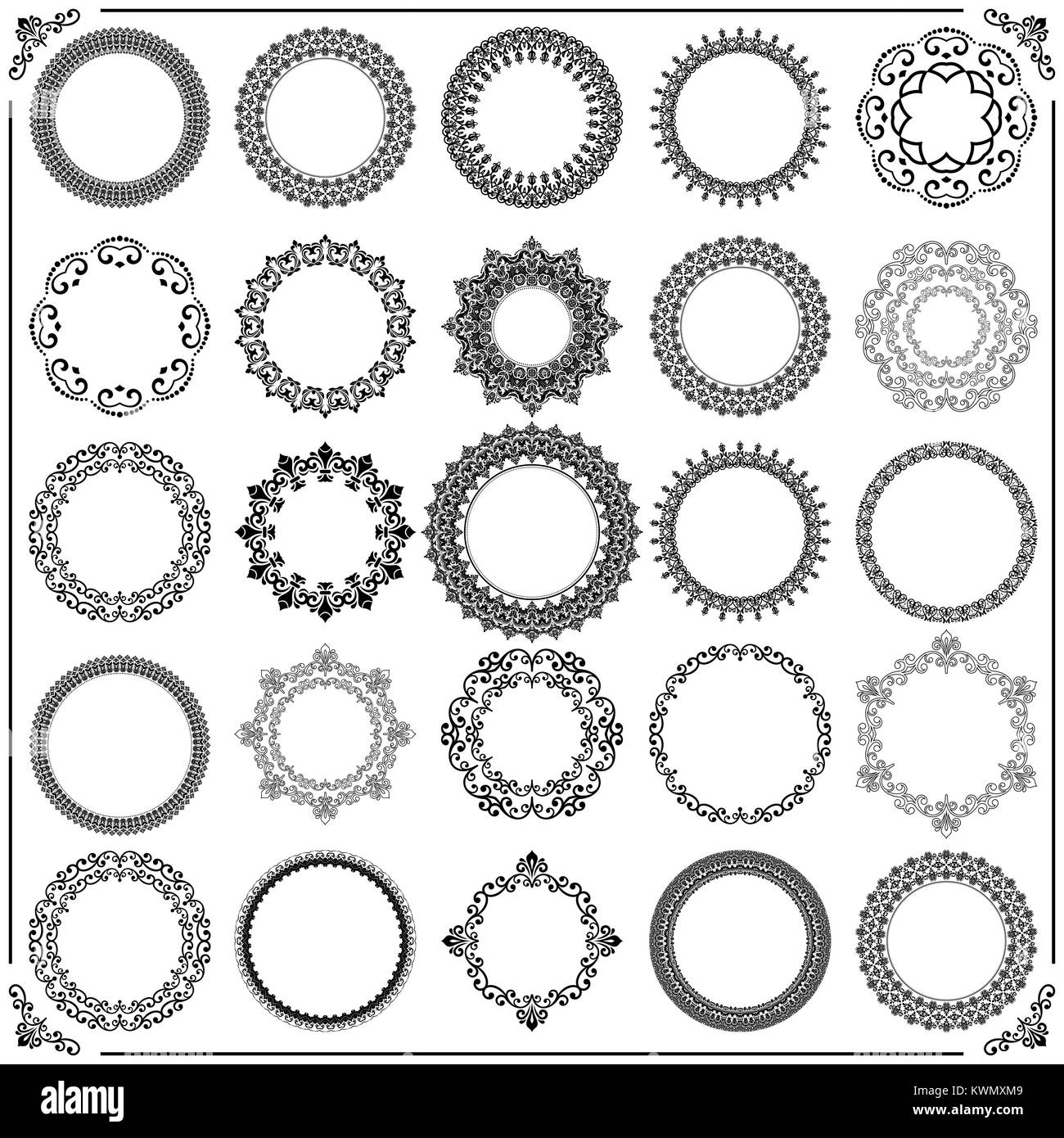 Vintage Set of Vector Round Elements Stock Vector Image & Art - Alamy
