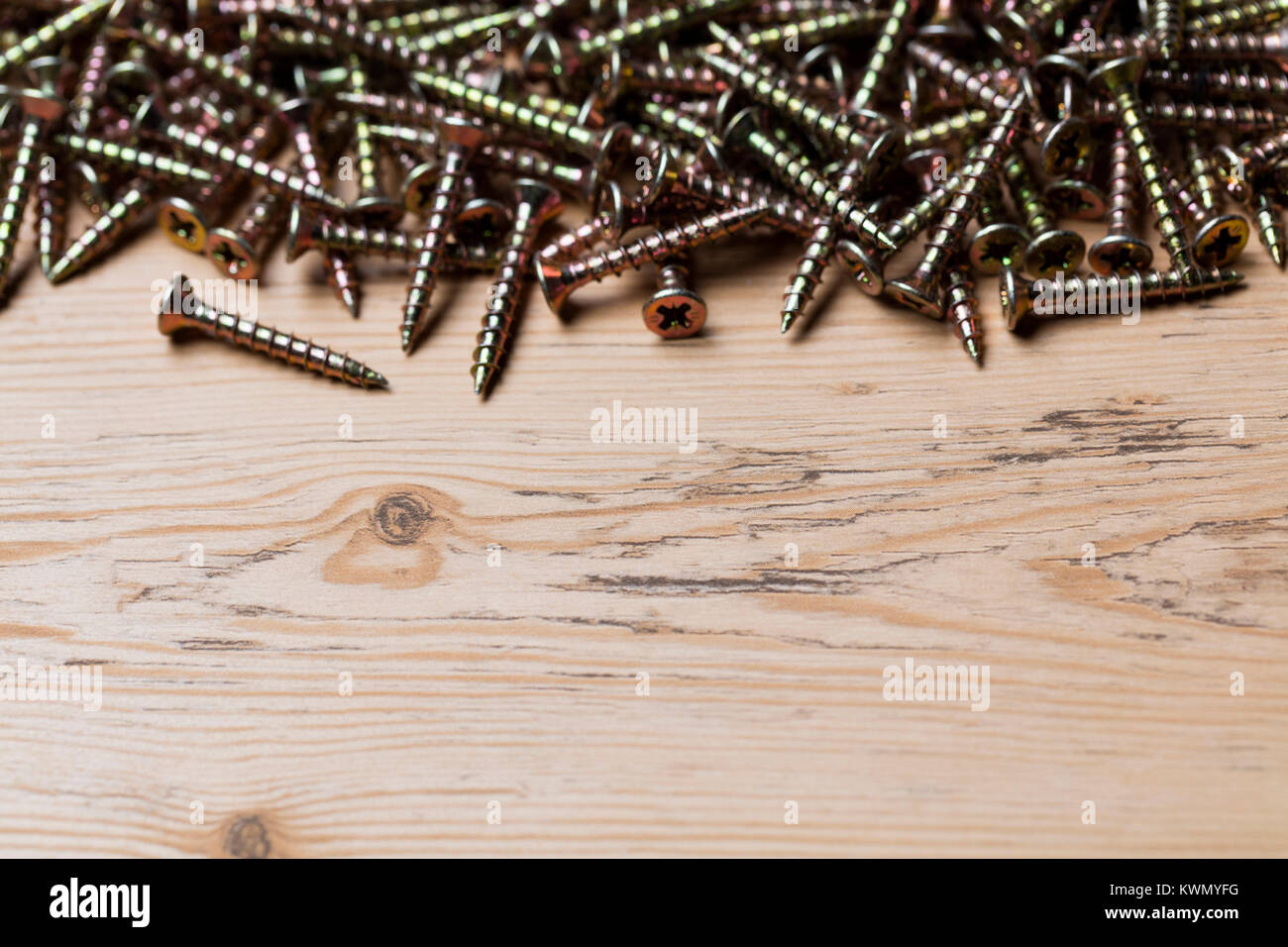 Collection Of Woodworking Diy Home Improvement Screws On A Wood