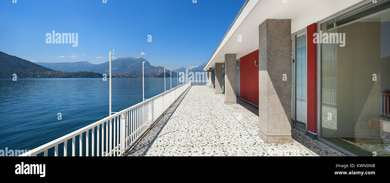 Panoramic view from the balcony of an old penthouse, lake and mountains ... - Panoramic Views Of Mountains From Penthouse