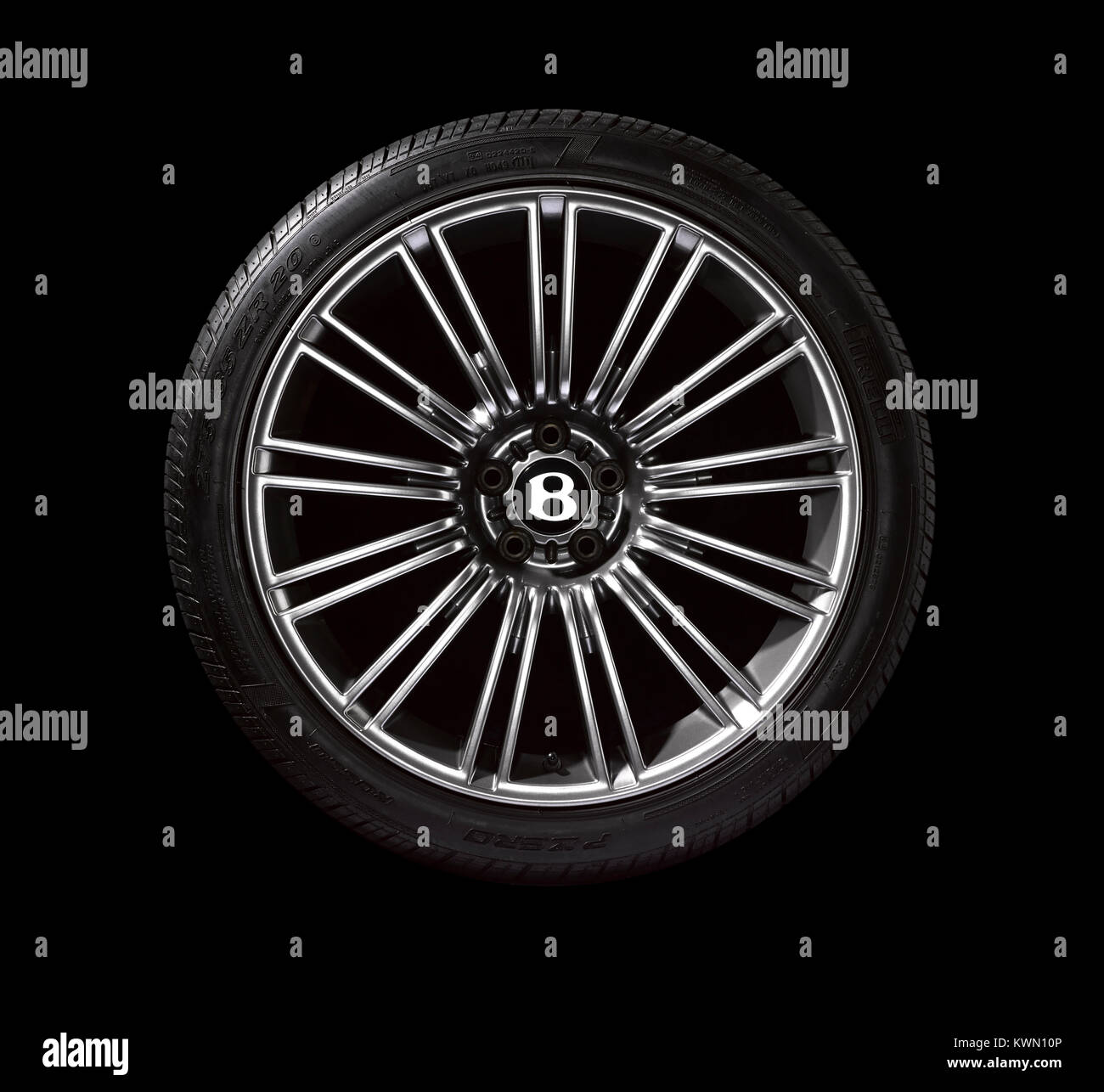 A Bentley car wheel on a black background Stock Photo