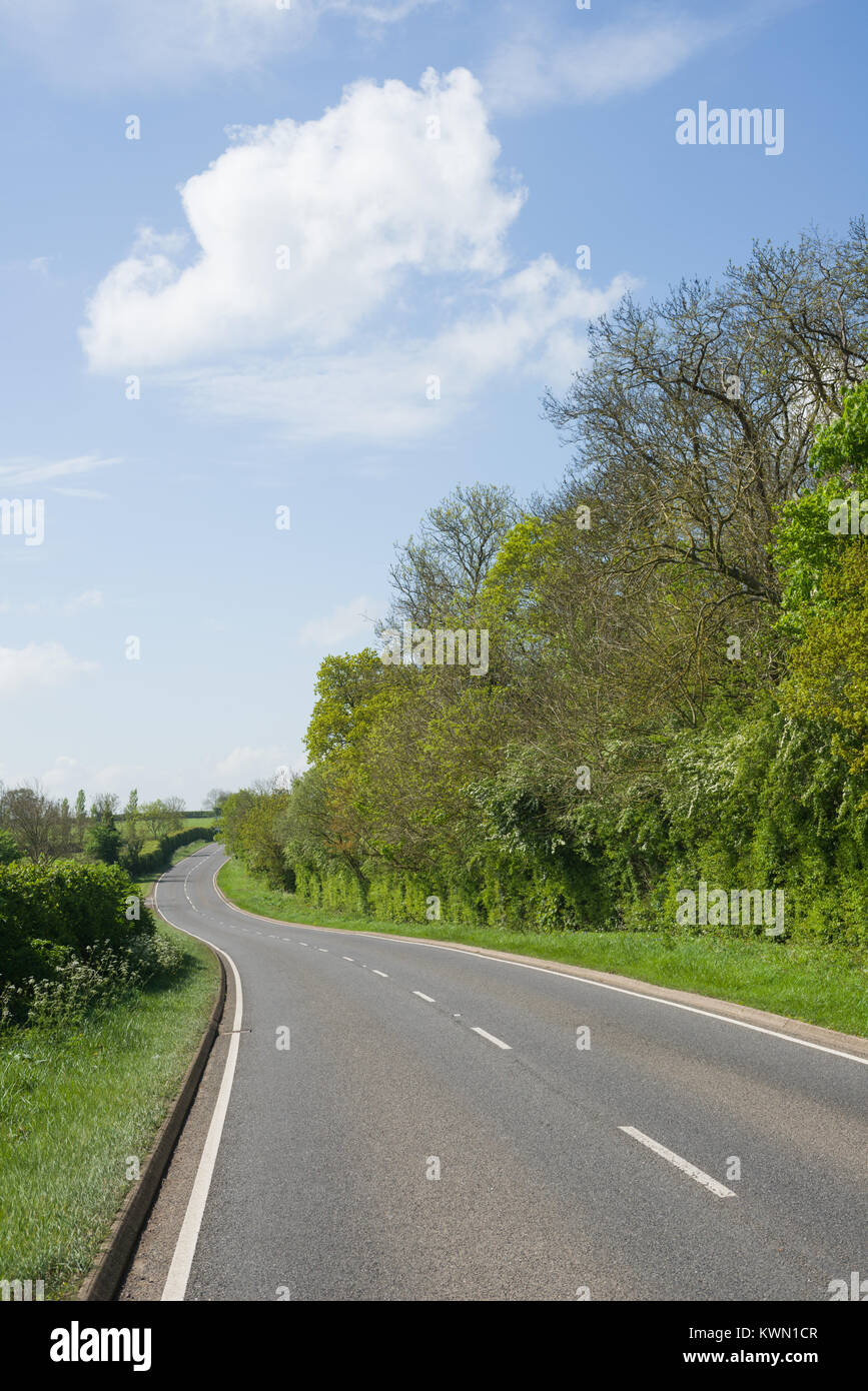 The empty B4455 Fosse Way near Ettington, Warwickshire, England, UK Stock Photo