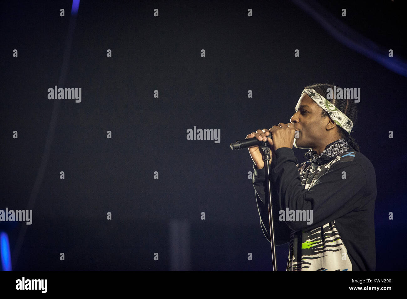 The American rapper and producer A$AP Rocky pictured live on stage at Splash Festival 2013 in Germany. Stock Photo