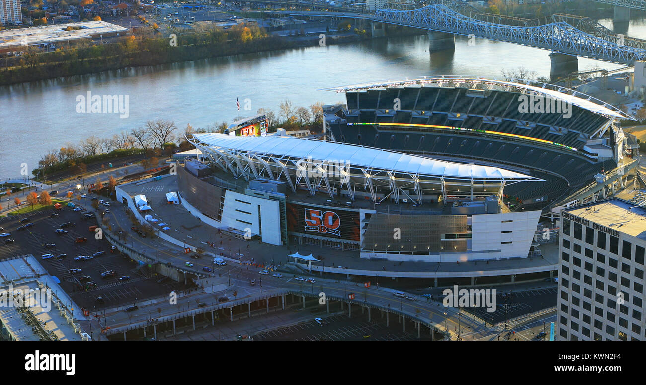 An aerial of Paul Brown Stadium, Cincinnati, Ohio home to the Cincinnati Bengels Stock Photo Alamy
