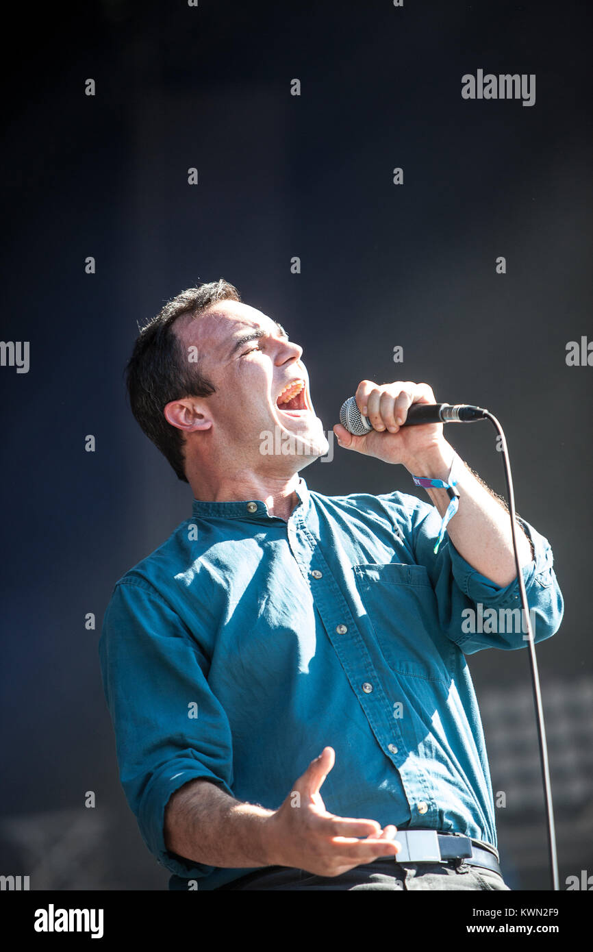The American synthpop band Future Islands performs a live concert at