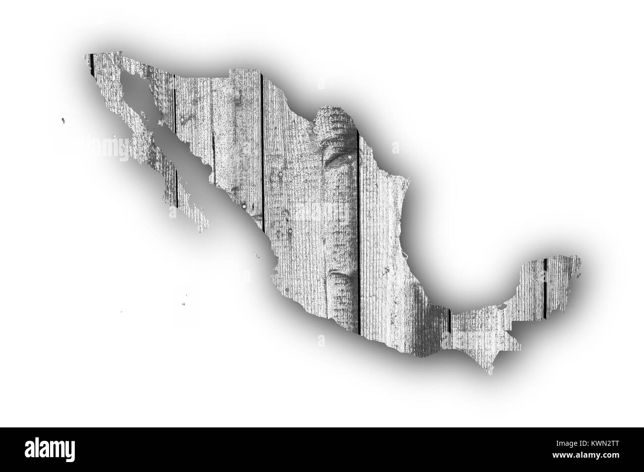 Map of Mexico on weathered wood Stock Photo - Alamy