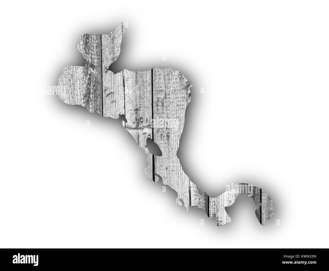 Map of Central America on weathered wood Stock Photo - Alamy