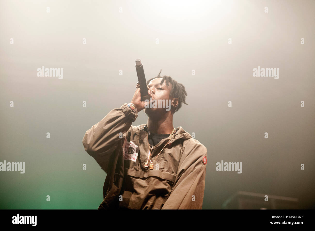 The American rapper Joey Badass (stylized Joey Bada$$) performs a live ...