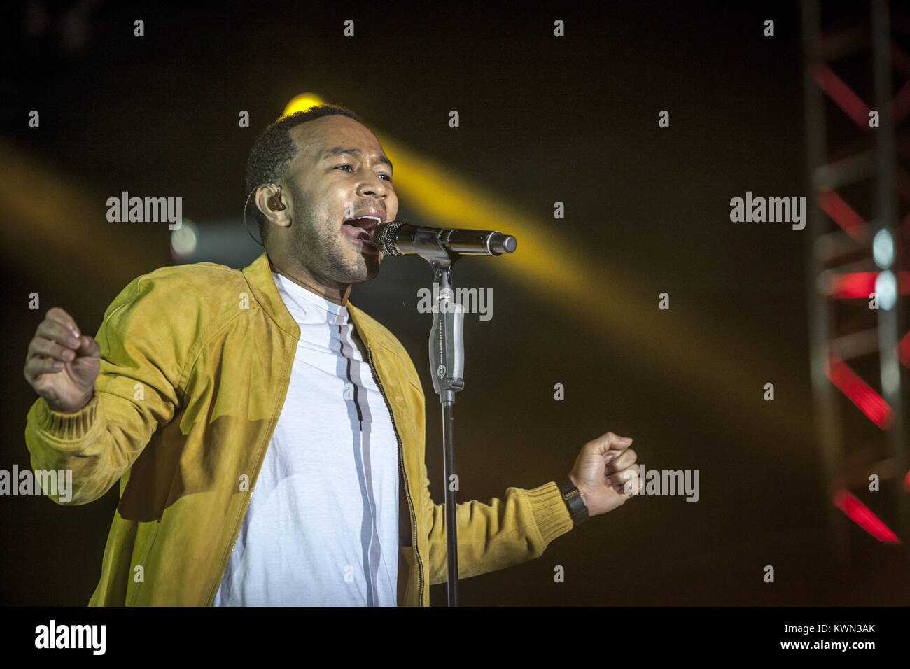 The American singer and actor John Legend pictured live on stage at Splash Festival in Germany, 2013. Stock Photo