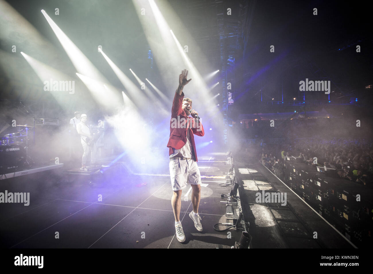 The popular German rapper Marten Laciny is best known by his stage name Marteria and here performs a live concert at the German hip-hop festival Splash! festival 2013. Germany, 13/07 2013. Stock Photo