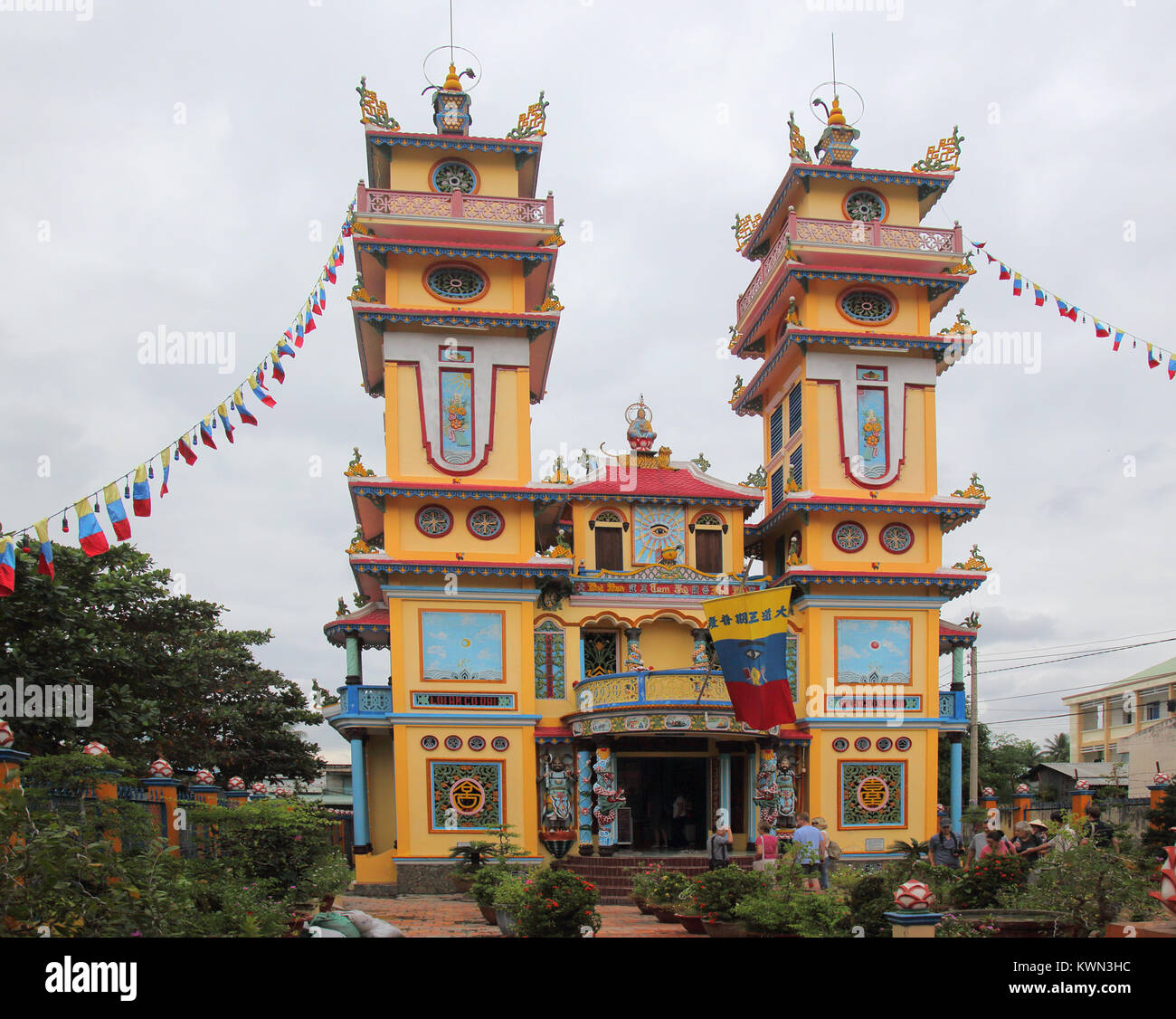 a cao dai temple at long hoa near saigon vietnam Stock Photo