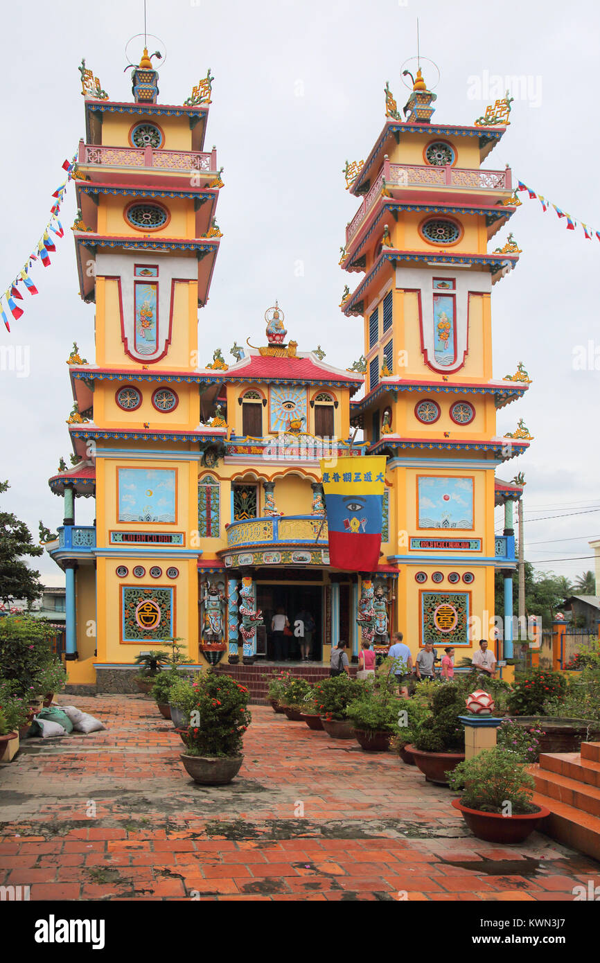 a cao dai temple at long hoa near saigon vietnam Stock Photo