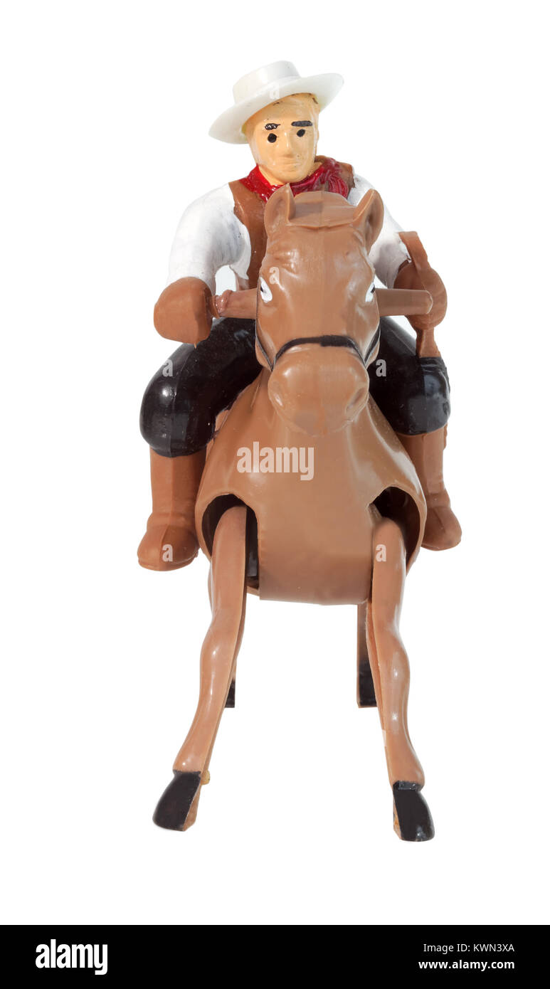 Courtland Rocking R Ranch Wind Up Toy cowboy on windup horse Stock Photo - Alamy