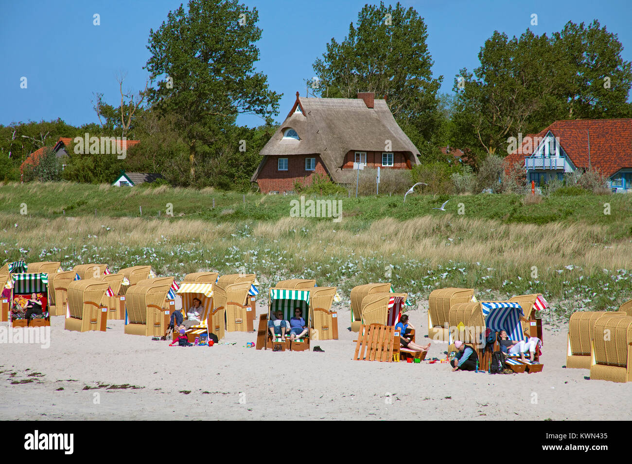 Bathing beach at Wustrow, Fishland, Mecklenburg-Western Pomerania, Baltic sea, Germany, Europe Stock Photo