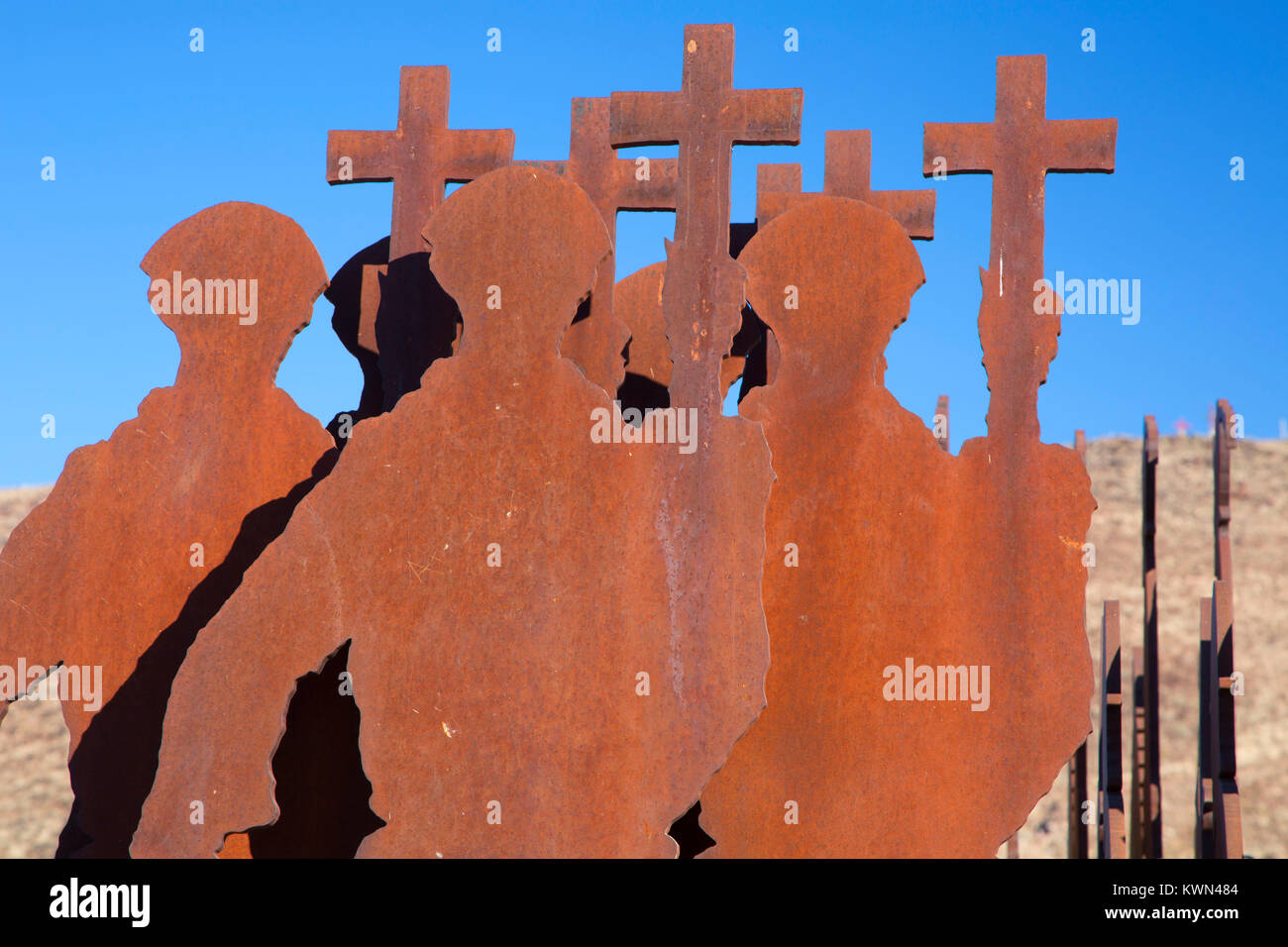 La Puerta del Sol sculpture, Tome Hill Park, El Camino Real de Tierra Adentro National Historic Trail, New Mexico Stock Photo