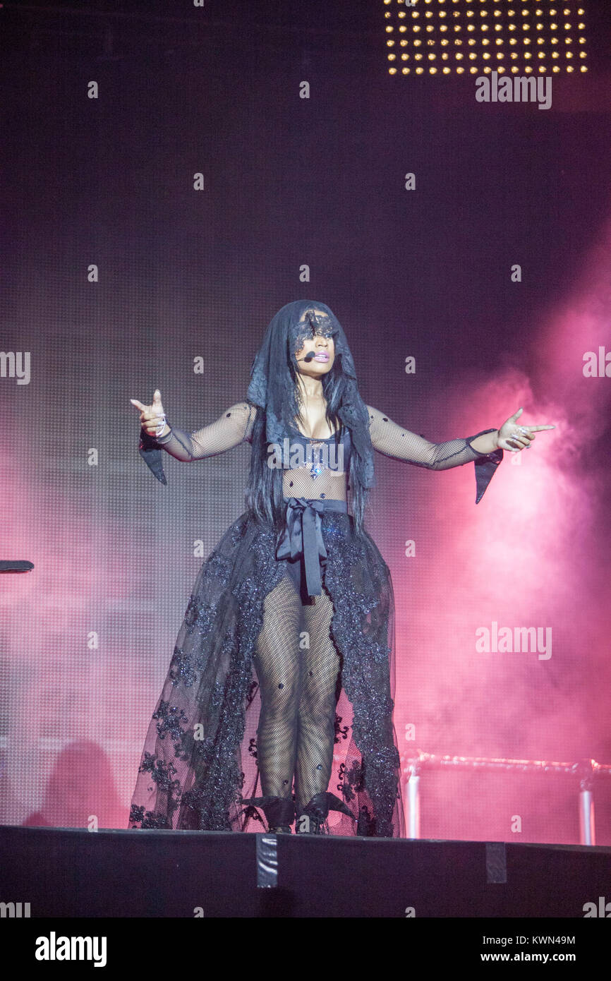 Nicki Minaj, the Trinidad and Tobago rapper and lyricist, performs a live concert at the German hip-hop and reggae festival Splash! Festival 2015 at the Ferropolis in Gräfenhainichen. Germany, 13/07 2015. Stock Photo