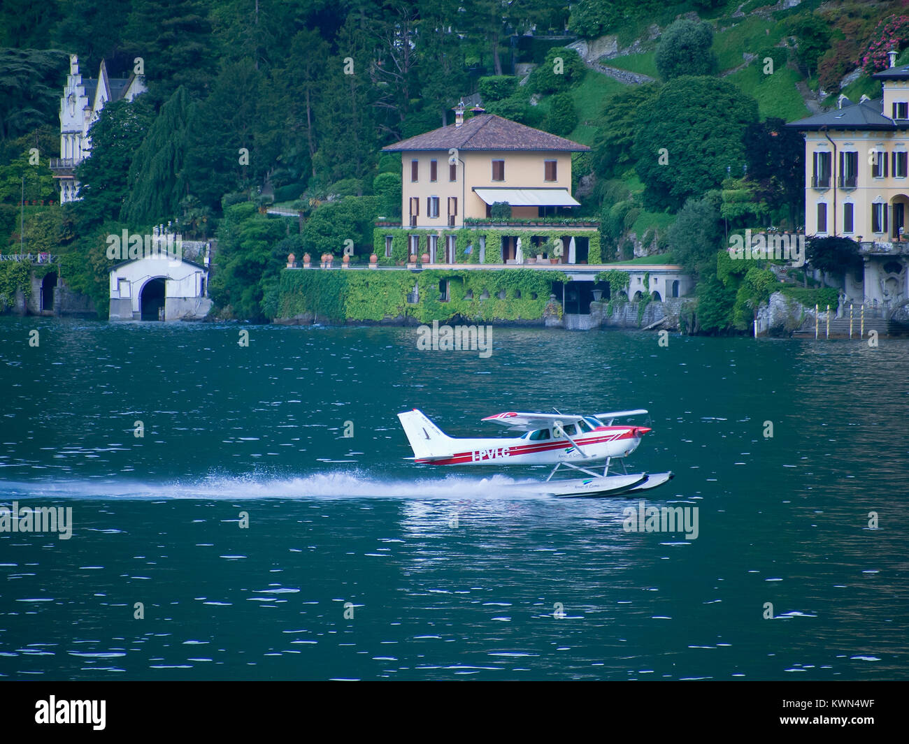 Cessna float plane of Aero Club Como Italy Stock Photo