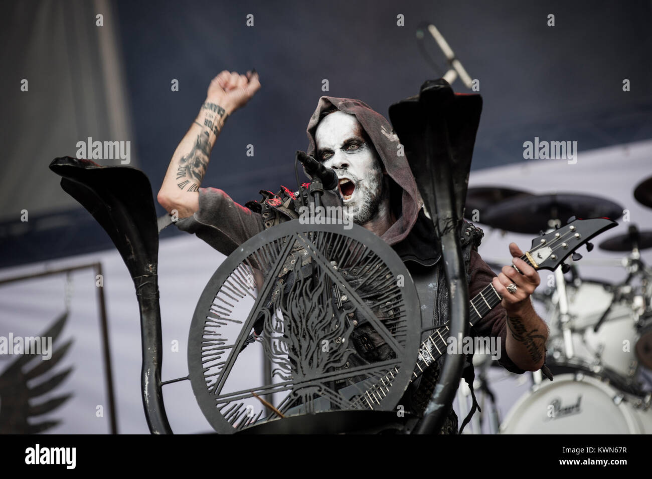 The Polish death metal band Behemoth performs a live concert at the