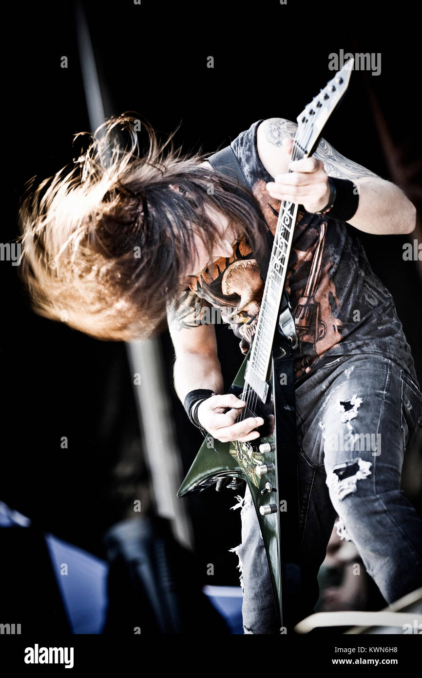 The Welsh heavy metal band Bullet For My Valentine performs a live concert at “Copenhagen Live” at “Tiøren”. Here the group’s lead guitarist Michael Paget is pictured live on stage. Denmark 02.10. 2010. Stock Photo