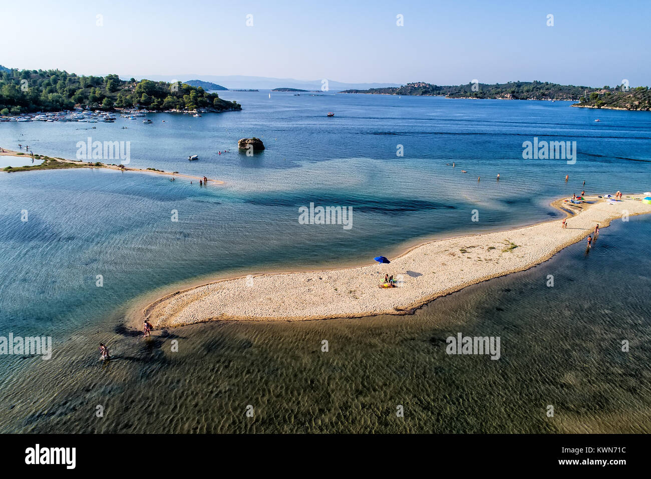 Aerial view of the beautiful Karidi beach in the Vourvourou of ...