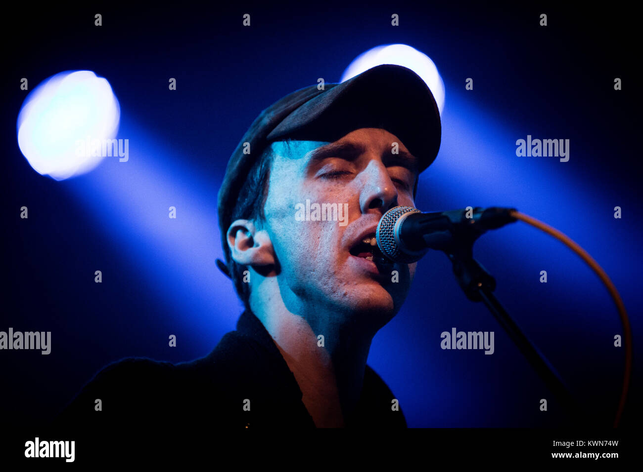 Deerhunter, the American indie rock band, performs a live concert at VEGA in Copenhagen. Here singer and songwriter Bradford Cox is seen live on stage. Denmark, 19/11 2015. Stock Photo